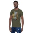 Military Green Ilam unisex t-shirt, front view with Razianeh Gorge in the Zagros Mountains design
