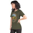 Military Green Golestan unisex t-shirt, front view with Sasanian Great Wall of Gorgan design