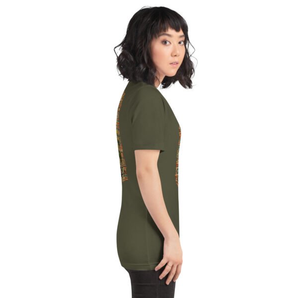 Military Green Golestan unisex t-shirt, with Sasanian Great Wall of Gorgan design