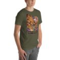 Military Green South Khorasan unisex t-shirt, front view with historic citadel of Birjand design
