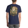 Navy Khorasan Razavi unisex t-shirt, back view with Kalat-e Naderi and the Hezar Masjed mountains design