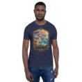 Navy Sistan and Baluchestan unisex t-shirt, front view with Shahr-e Sukhteh, the Burnt City design