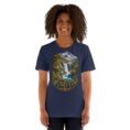 Navy Lorestan unisex t-shirt, front view with Falak-ol-Aflak Castle in Khorramabad design