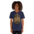 Navy Khuzestan unisex t-shirt, front view with ancient Susa design