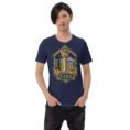 Navy Fars unisex t-shirt, front view with Persepolis and Achaemenid columns design