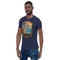 Navy Sistan and Baluchestan unisex t-shirt, front view with Shahr-e Sukhteh, the Burnt City design