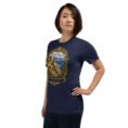 Navy Kohgiluyeh and Boyer-Ahmad unisex t-shirt, front view with Tang-e Balqis gorge and Mount Dena design