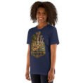 Navy Khuzestan unisex t-shirt, front view with ancient Susa design