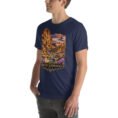 Navy South Khorasan unisex t-shirt, front view with historic citadel of Birjand design