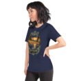 Navy Isfahan unisex t-shirt, front view with Naqsh-e Jahan Square and Ali Qapu Palace design