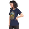 Navy Golestan unisex t-shirt, front view with Sasanian Great Wall of Gorgan design
