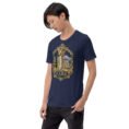Navy Fars unisex t-shirt, front view with Persepolis and Achaemenid columns design