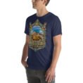 Navy West Azerbaijan unisex t-shirt, front view with Lake Urmia and the ancient Hasanlu mound design