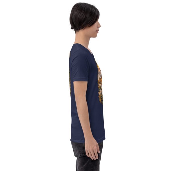 Navy Semnan unisex t-shirt, with Qasr-e Bahram caravanserai in the Dasht-e Kavir design
