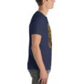 Navy North Khorasan unisex t-shirt, with historic citadel of Shirvan and vineyards design