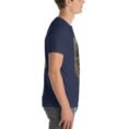 Navy Qazvin unisex t-shirt, with Alamut Castle on its rocky Alborz cliff design