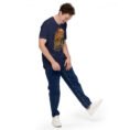 Navy Kerman unisex t-shirt, front view with Arg-e Bam citadel and desert palm groves design