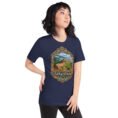 Navy Golestan unisex t-shirt, front view with Sasanian Great Wall of Gorgan design