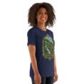 Navy Gilan unisex t-shirt, front view with Rudkhan Castle in the Hyrcanian forest design