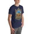 Navy West Azerbaijan unisex t-shirt, front view with Lake Urmia and the ancient Hasanlu mound design
