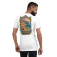 White Bushehr unisex t-shirt, back view with Persian Gulf coast and traditional seafaring design