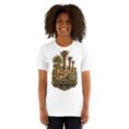 White Khuzestan unisex t-shirt, front view with ancient Susa design