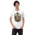 White Fars unisex t-shirt, front view with Persepolis and Achaemenid columns design