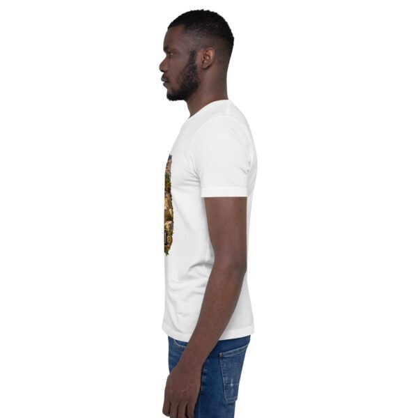White Markazi unisex t-shirt, with ancient columns of Khorheh design
