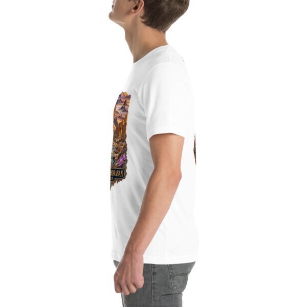 White South Khorasan unisex t-shirt, with historic citadel of Birjand design