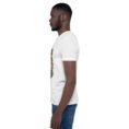 White Qom unisex t-shirt, with Deir-e Gachin caravanserai in the desert design