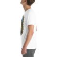 White Qazvin unisex t-shirt, with Alamut Castle on its rocky Alborz cliff design