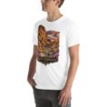 White South Khorasan unisex t-shirt, front view with historic citadel of Birjand design