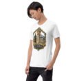 White Fars unisex t-shirt, front view with Persepolis and Achaemenid columns design