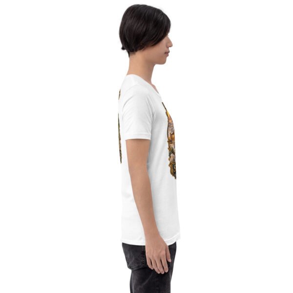 White Semnan unisex t-shirt, with Qasr-e Bahram caravanserai in the Dasht-e Kavir design