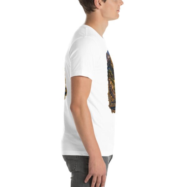 White Khorasan Razavi unisex t-shirt, with Tomb of Ferdowsi in ancient Tus design
