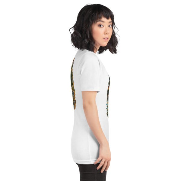 White Isfahan unisex t-shirt, with Naqsh-e Jahan Square and Ali Qapu Palace design