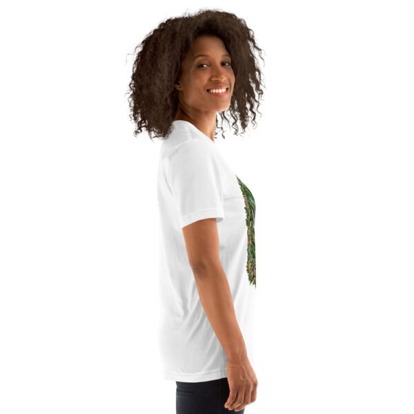 White Gilan unisex t-shirt, with Rudkhan Castle in the Hyrcanian forest design
