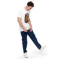 White Hamedan unisex t-shirt, front view with Ganjnameh inscriptions and Mount Alvand design