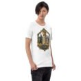 White Fars unisex t-shirt, front view with Persepolis and Achaemenid columns design
